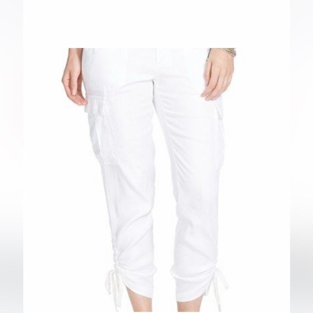 Lauren Ralph Lauren White linen blend coastal preppy White Cargo pants size 2